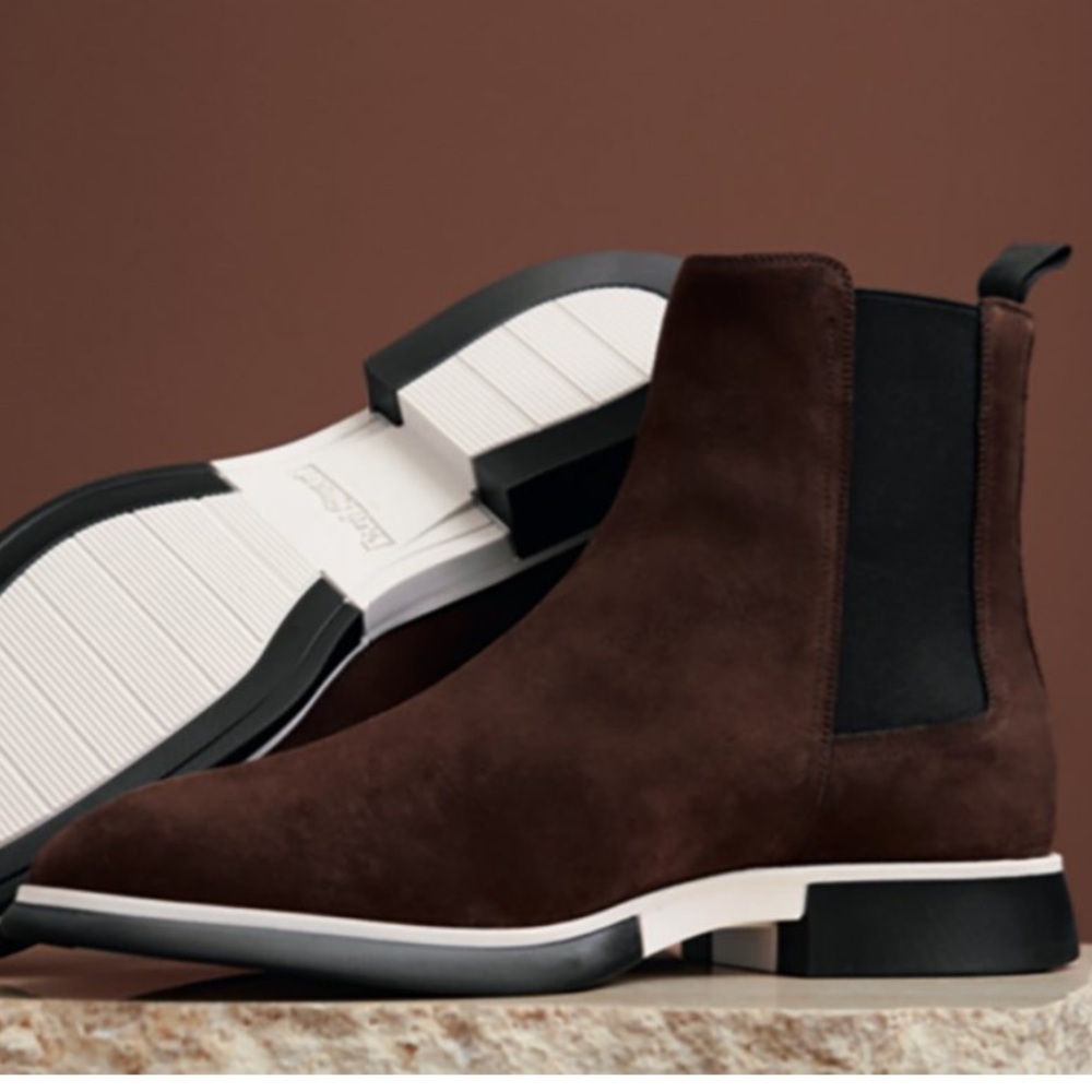 Paul Stuart Suede Manfield Beatle boot in Chocolate brown